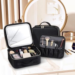 Cosmetiquera con espejo y luz Led 24X26.5X10cm