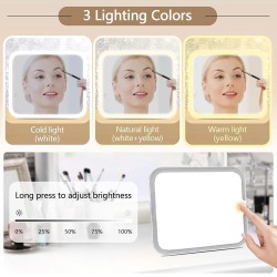 Cosmetiquera con espejo y luz Led 24X26.5X10cm