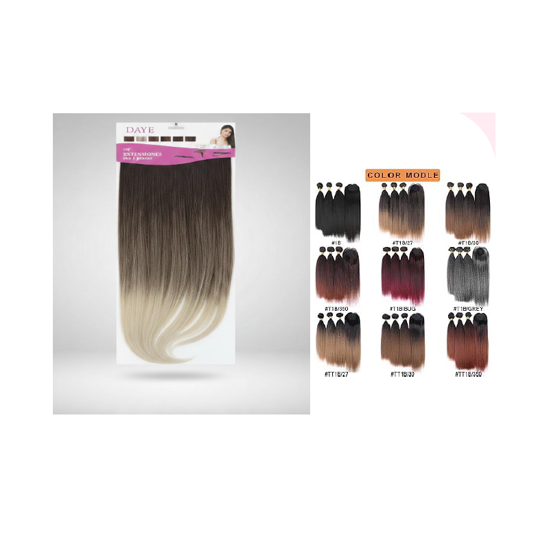 Extensiones de Cabello Bicolor con 5 pinzas DY707