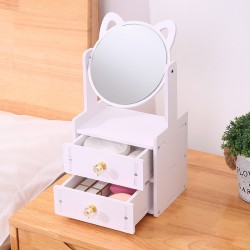 MINI ORGANIZADOR DOS CAJONES Y ESPEJO DE GATITO  LD-992