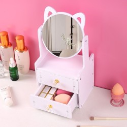 MINI ORGANIZADOR DOS CAJONES Y ESPEJO DE GATITO  LD-992