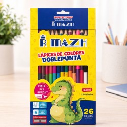 Lápices de Colores Doble Punta con Sacapunta 26 Colores 101