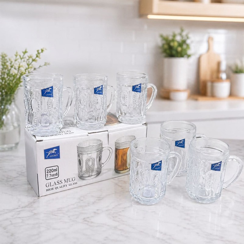 Set de 6 tazas de vidrio de 220ml 953