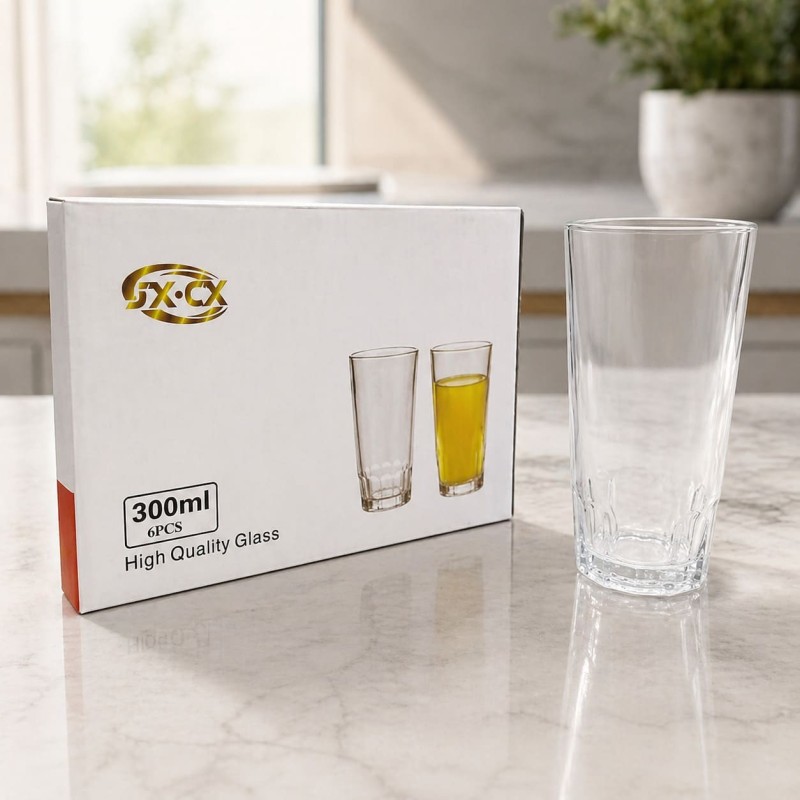 Set de 6 vasos de vidrio 300ml 958