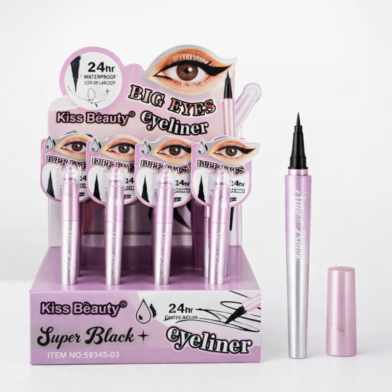 DELINEADOR LÍQUIDO NEGRO A PRUEBA DE AGUA 59345-03 - KISS BEAUTY
