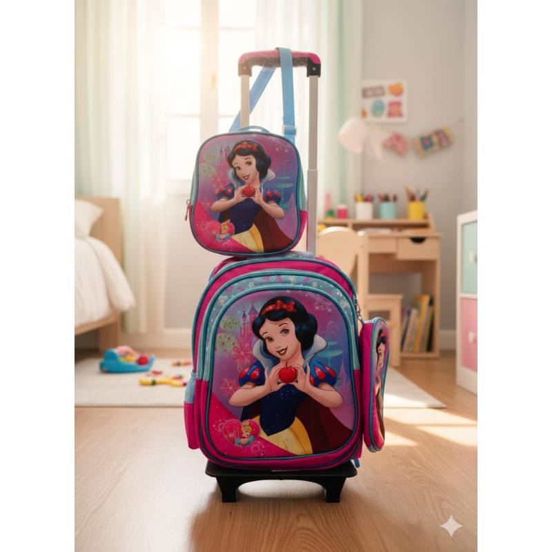 Mochila Escolar 3pcs con Rueda de Niñas 899