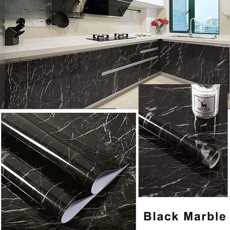Papel Tapiz Negro Marmoleado 436 2.60cm x2.10mt