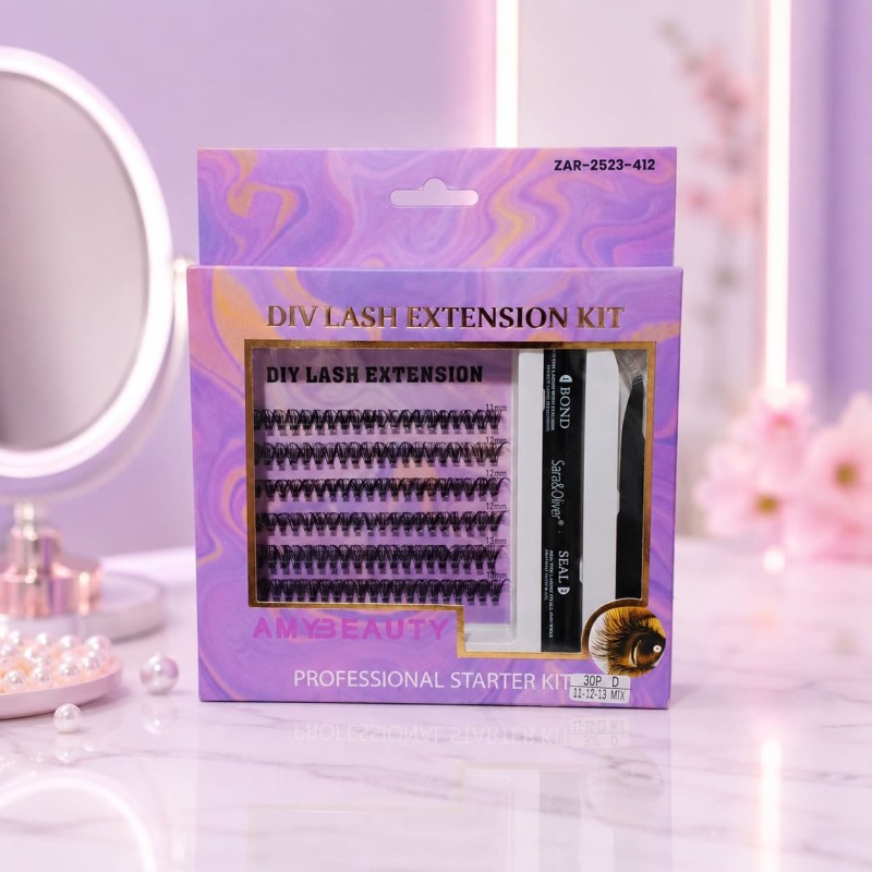 Kit de Pestañas Postizas Amy Beauty con Brocha y Pega SO-2