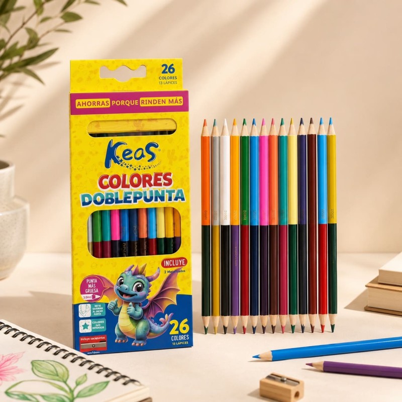 Lápices de Colores 12pcs Doble Punta Keas 001