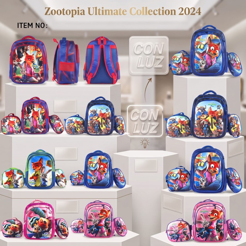 Mochila Escolar Zootopía 3pcs con Luces HX2615