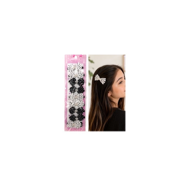Mini Lazos Blancos y Negros para Niñas 12PCS 4665