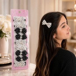Mini Lazos Blancos y Negros para Niñas 12PCS 4665