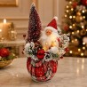Papá Noel con luces de pie sobre costal navideño 35cm 3244