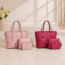 Cartera Grande 3 pcs AML-1129-1 Fucicia y Rosa