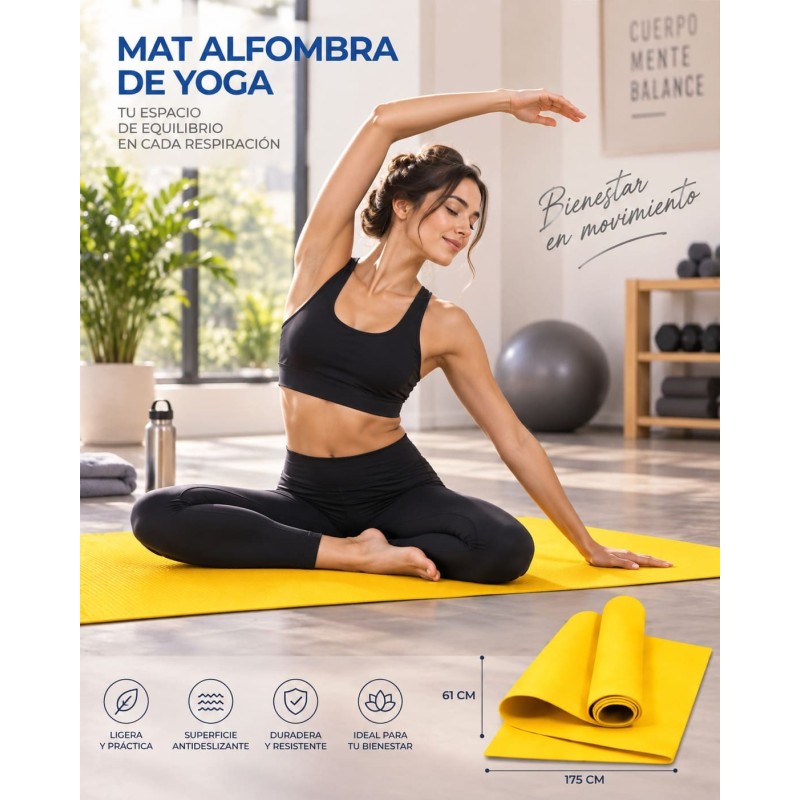 Alfombra de yoga 170x60cm ZF-475 Amarilla