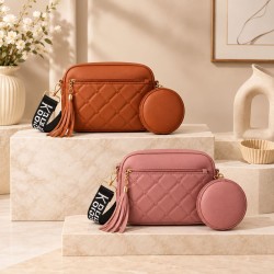 Cartera con Monedero 8202 Café y Palo de Rosa