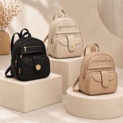 Mini Bolso Mochila 1216-1 (negro, café claro y beige)