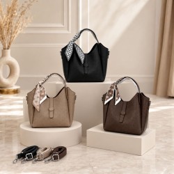 Cartera Grande FQ25001 (café claro, negro y café oscuro)