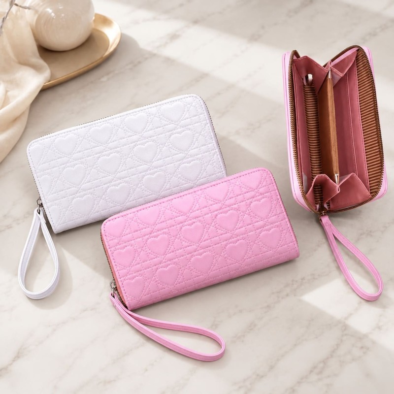 Billetera Grande WQ-60 Rosa y Blanca