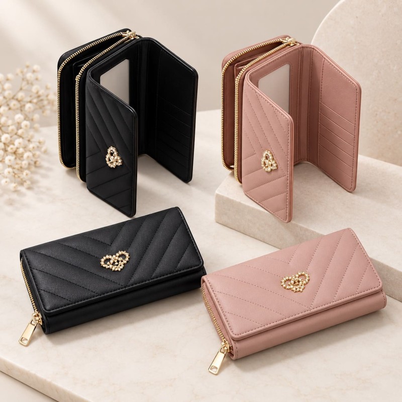 Billetera 1237-14 Negro y Rosa