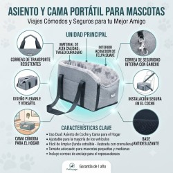 Asiento elevador y cama portátil de coche para mascotas 17120-553