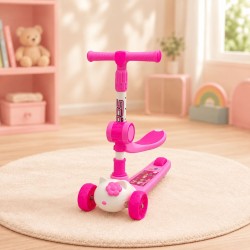 Scooter Monopatin con Asiento Música y Luces Flor Rosa 3270