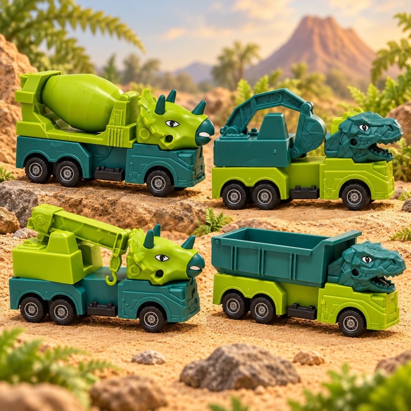 SET DE 4 CARRITOS DE DINOSAURIO D461