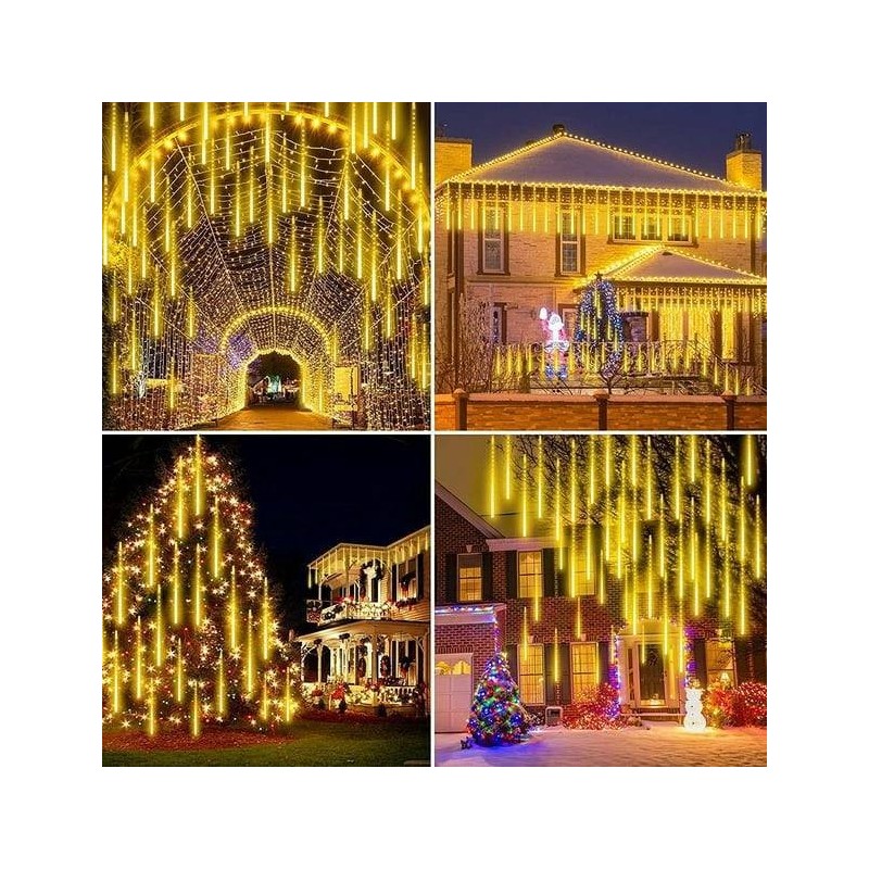 Luces Led Lluvia de Meteoro amarilla 80cm 8 Tubos 4041-3