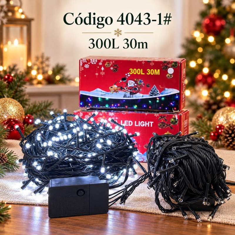 Luces Navideñas Blancas 300 Luces 30cm 4043-1