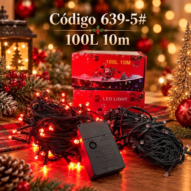 Luces Navideñas led 100Luces 10m Rojas 639-5