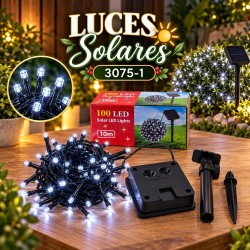 Luces Navideñas Solares 100Luces 10M Blanca 3075-1