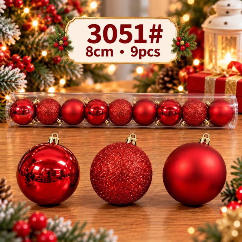 Esferas Navideñas 8cm 9PCS 3051