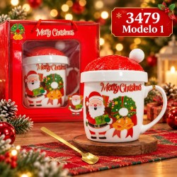 Taza de Cerámica con Tapa y Cuchara 3479