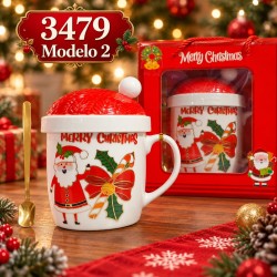 Taza de Cerámica con Tapa y Cuchara 3479