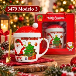Taza de Cerámica con Tapa y Cuchara 3479