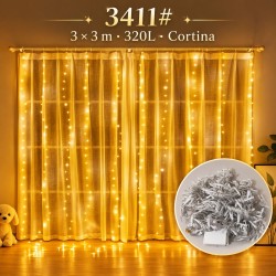 Cortina de Luces 300 Luces 3x3mt Amarilla 3411