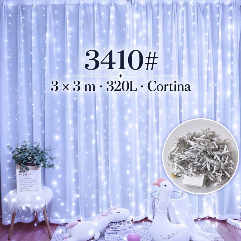 Cortina de Luces Blanca 320 Luces 3x3mt 3410