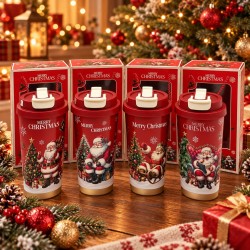 Termo Navideño Rojo 600ml de Acero Inoxidable 3488