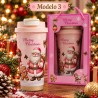 Termo Navideño Rosado 600ml de Acero Inoxidable 3491