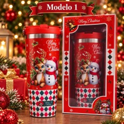 Termo Navideño Rojo 900ml Acero Inoxidable 3487