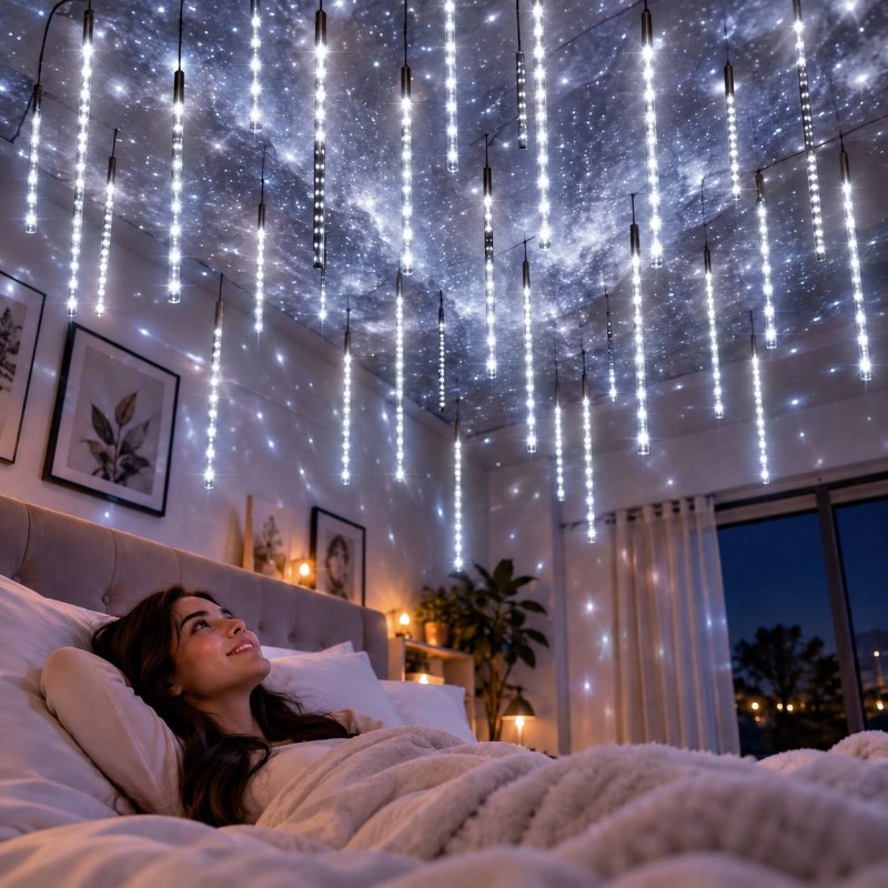 Luces Led Lluvia de Meteoro Blancas 50cm 8 Tubos 1834-1