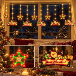 Cortina de Luces Navideñas Estrella Letrero Multicolor 3x1,5mt 3226