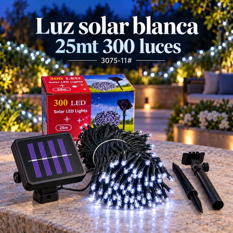 Luces Navideñas Solares 300 Luces 25mt Blancas 3075-11