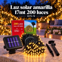 Luces Navideñas Solares 200 Luces 17mt Amarillas 3075-7
