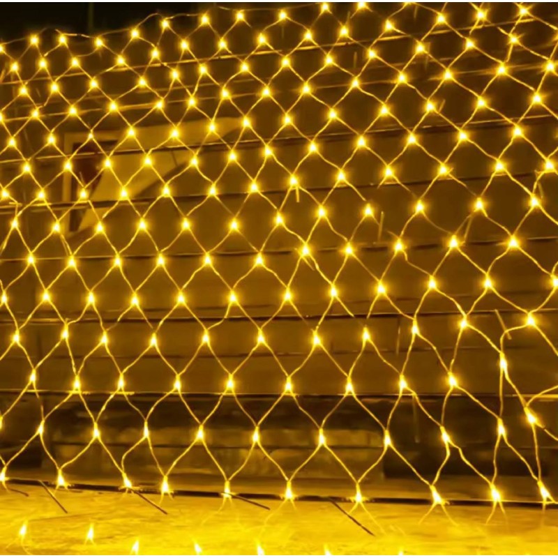 Luces de Malla Navideña Amarilla 144 Luces 2x2mt 4062-2