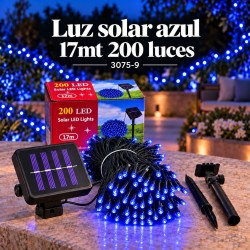 Luces Navideñas Solares 200 Luces 17mt Azules 3075-9