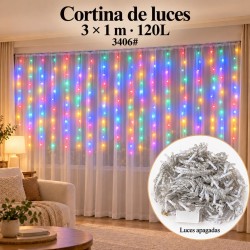 Cortina de Luces Navideña Multicolor 3x1mt 3406