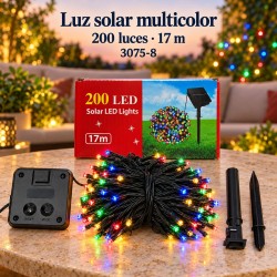 Luces Navideñas Solares 200 Luces 17mt Multicolor 3075-8