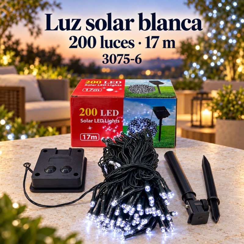 Luces Navideñas Solares 200 Luces 17mt Blancas 3075-6