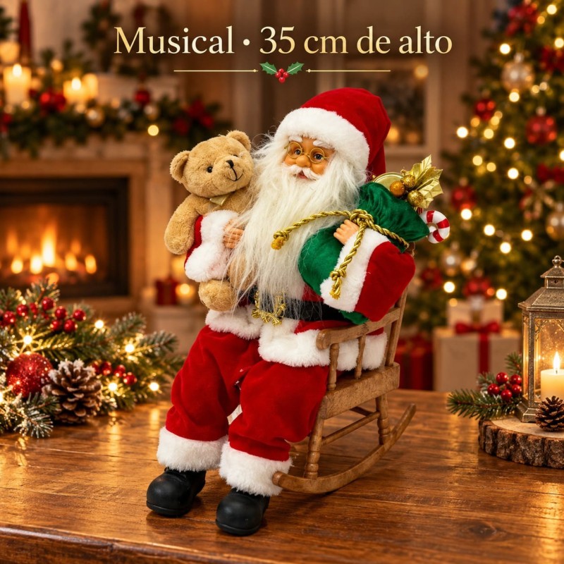 Papá Noel Sentado Musical 35cm 3501